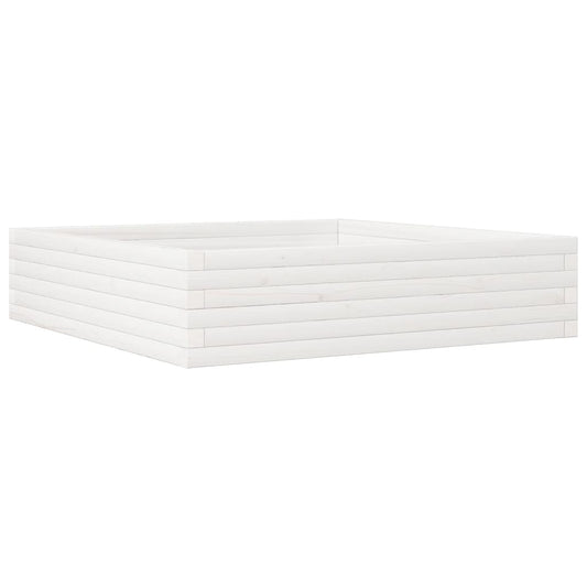 Jardinera Madera Maciza De Pino Blanco 100x100x23 Cm_0