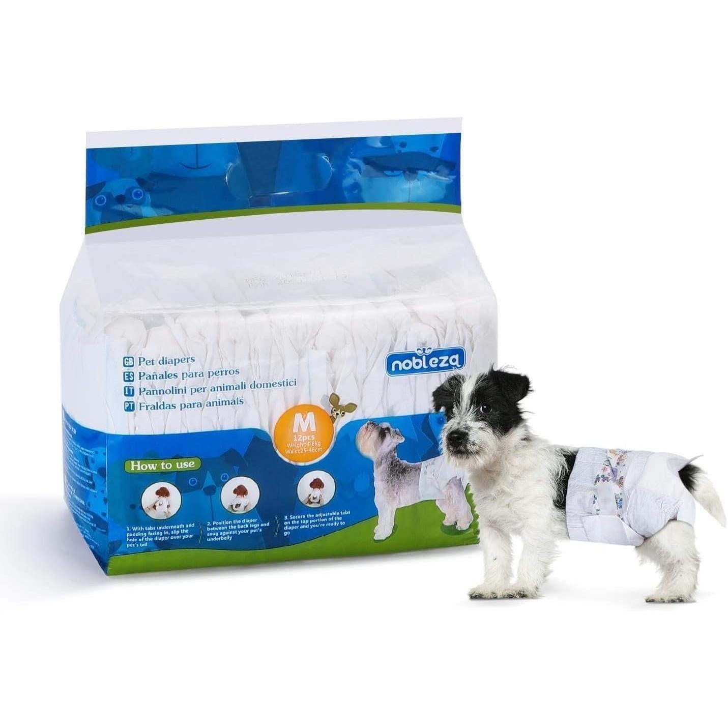 Pañales para perro Hembra M Nobleza 12 ud