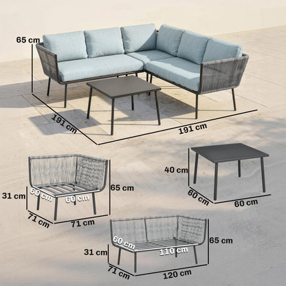 Outsunny Conjunto De Muebles De Ratán 2 Sofá De 2 Plazas Sofá De Esquina Mesa_2