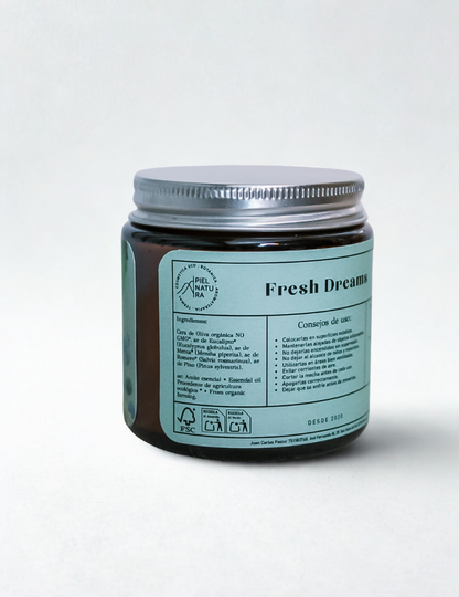 Vela Aromática Natural Con Aceites Esenciales Menta Y Eucalipto Fresh Dreams, Piel Natura 120 G_1