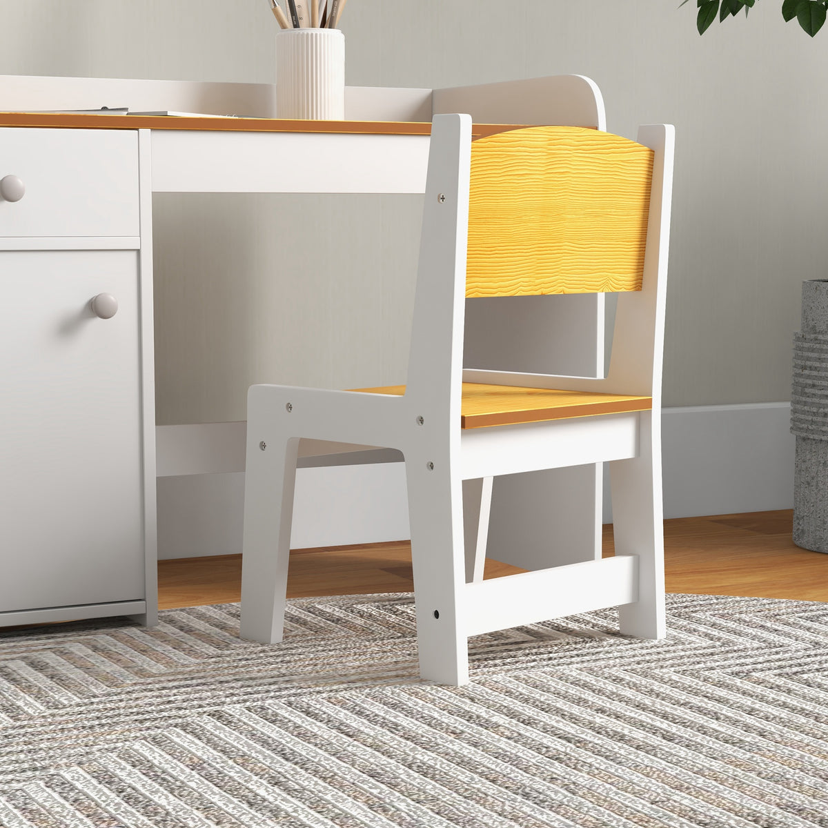 Secretária E Cadeira Para Crianças Zonekiz Mdf Branco E Natural 80x39x59 Cm_3