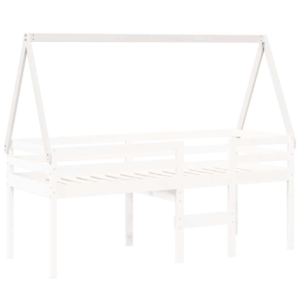 Techo De Cama Infantil Madera Maciza Blanco 199x80,5x88 Cm_2
