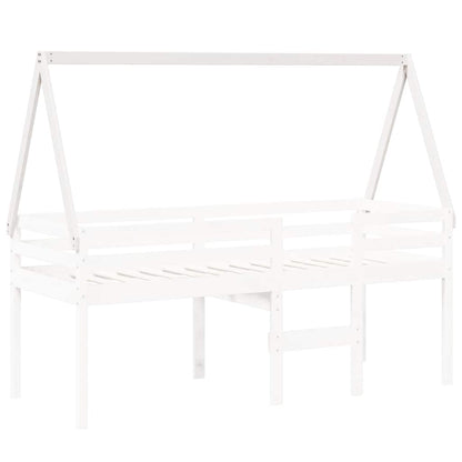 Techo De Cama Infantil Madera Maciza Blanco 199x80,5x88 Cm_2