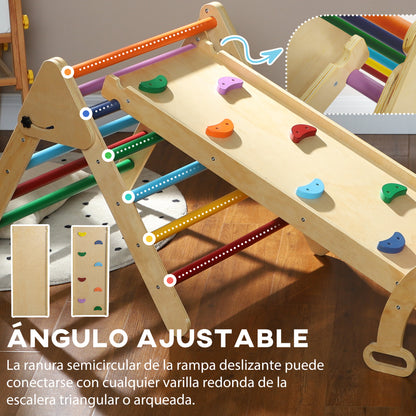 Aiyaplay Triángulo De Escalada De Madera 5 En 1 178x64,5x63 Cm Multicolor_5