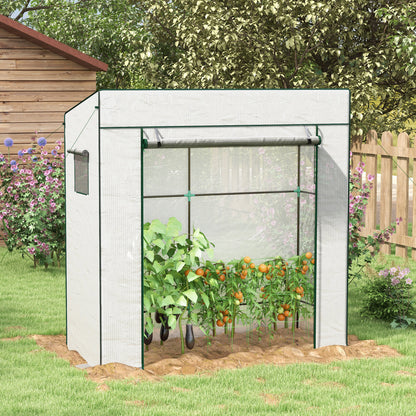 Outsunny Invernadero Pequeño Con Ventanas De Malla 196x77x197 Cm Blanco_4