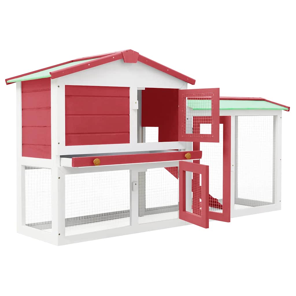 Jaula De Animales Grande Madera Rojo Y Blanco 145x45x84 Cm_2