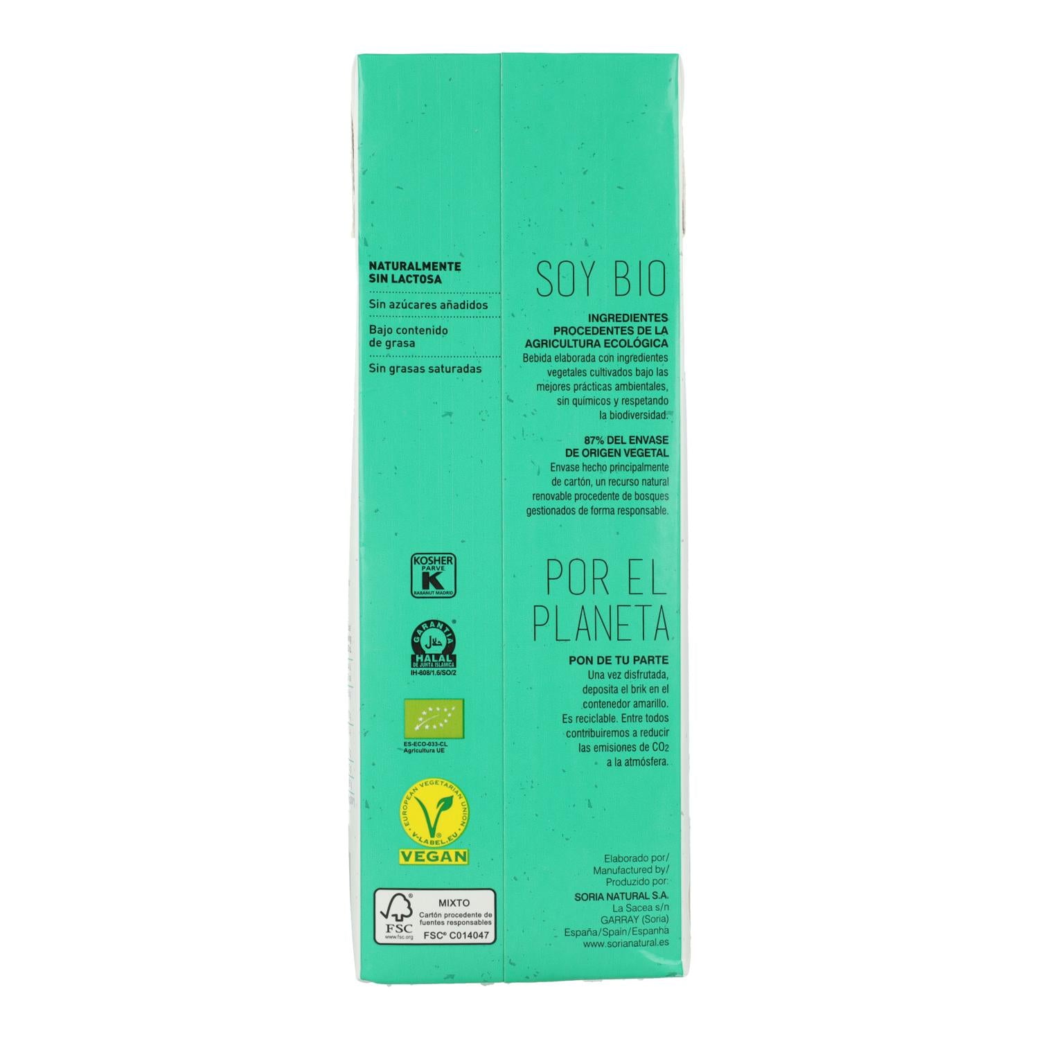 Pack 6 x Bebida de Avena BIO Soria Natural 1L