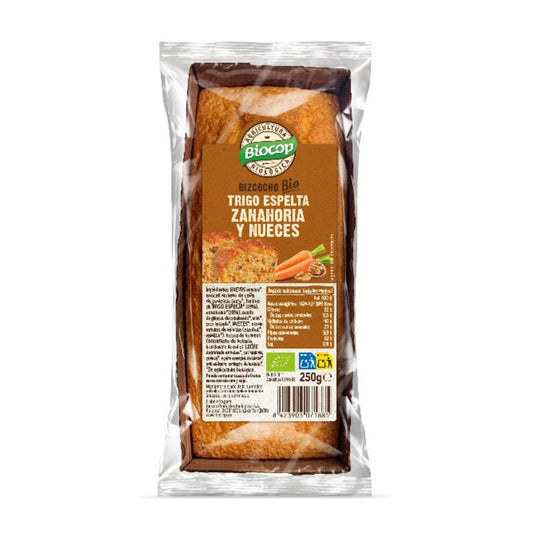 Bizcocho de Trigo de Espelta Zanahoria y Nueces Biocop 250 g