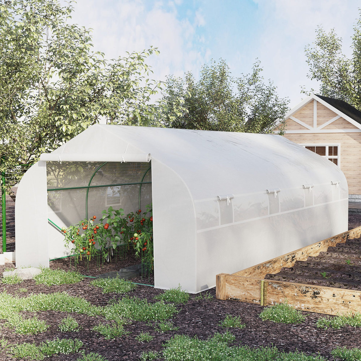 Outsunny Invernadero De Jardín 6x3x2 M Tipo Túnel Para Cultivo Plantas_1