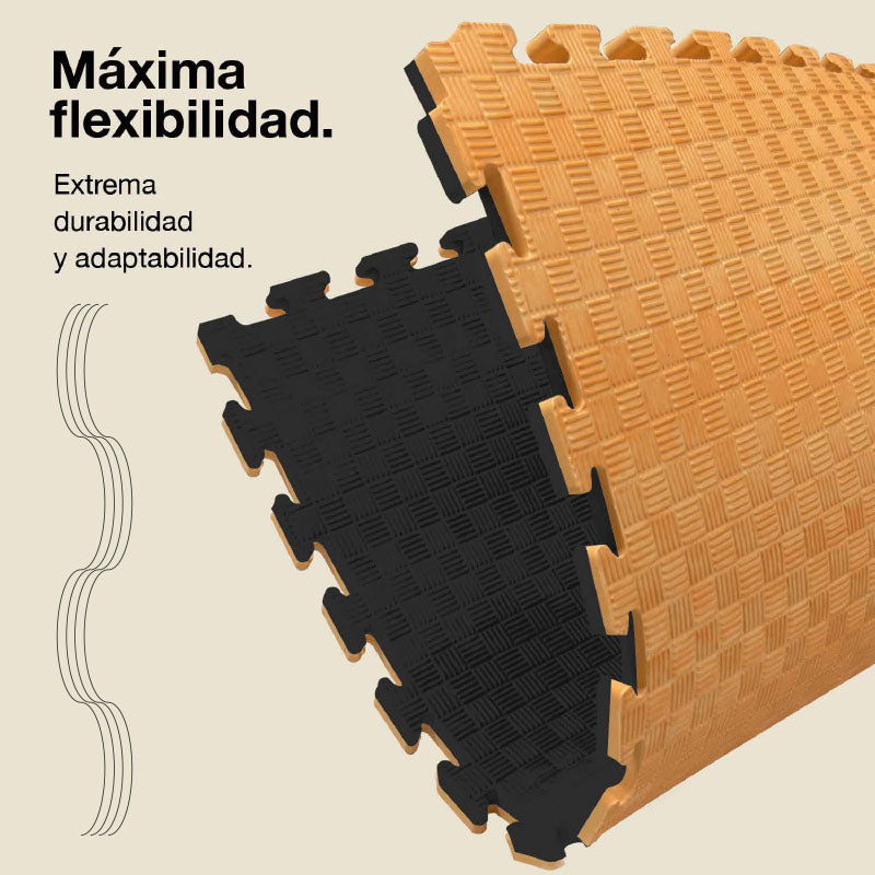 Tatami Puzzle 2cm 100x100cm, Pack 4 Unidades – Superficie 5 Líneas Madera Jowy_5