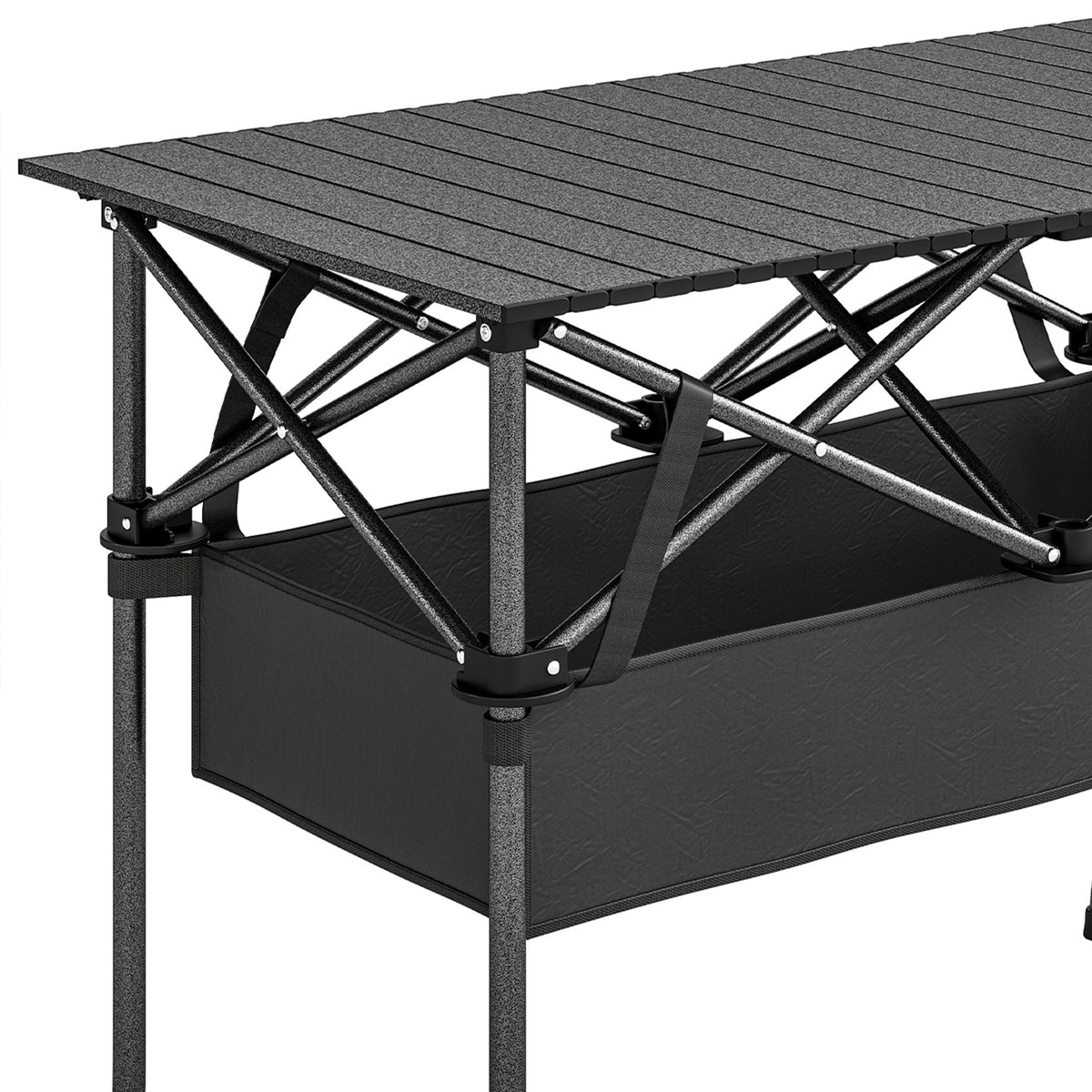 Mesa De Camping Outsunny Aluminio, Metal Negro 93x55x68 Cm_3