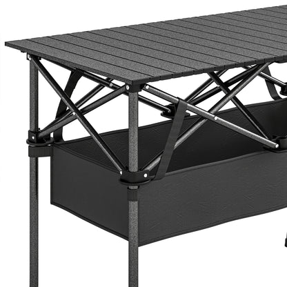 Mesa De Camping Outsunny Aluminio, Metal Negro 93x55x68 Cm_3