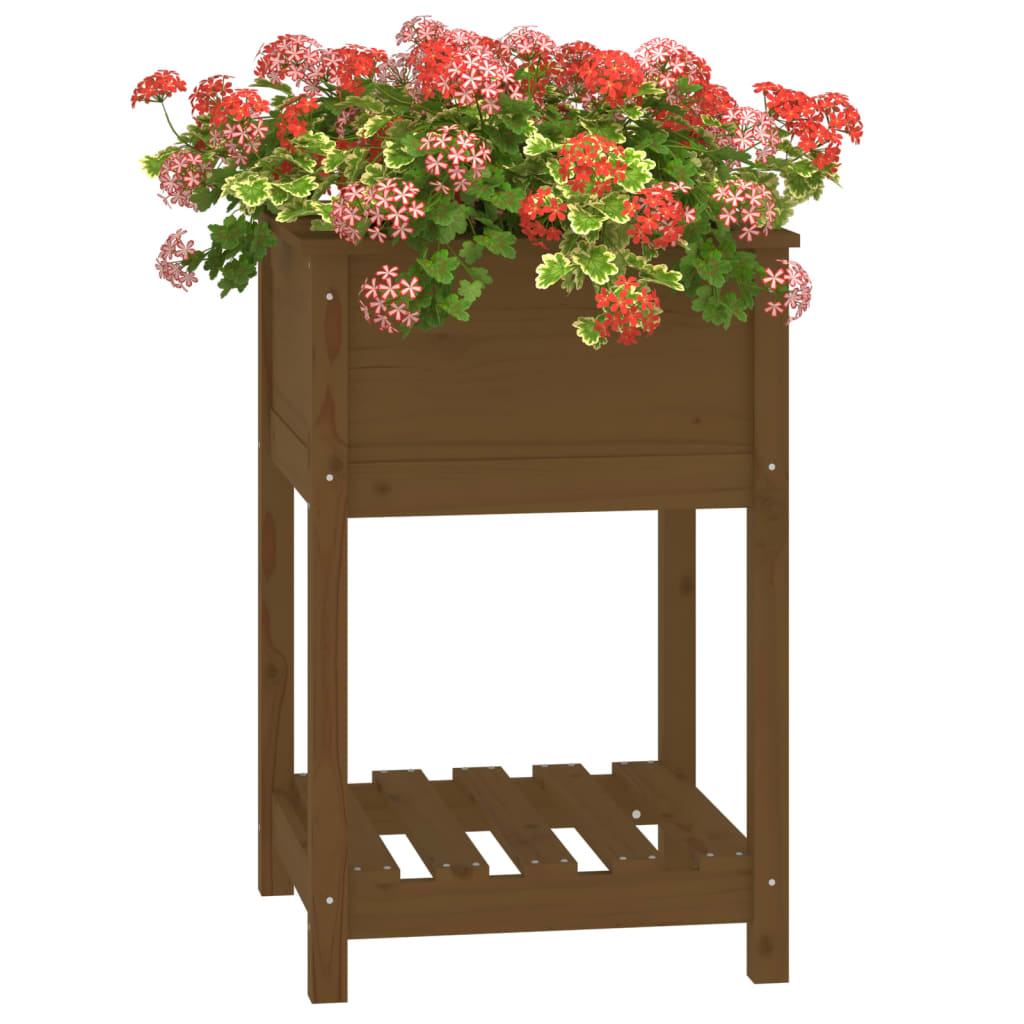 Jardinera De Madera Maciza De Pino Marrón 54x54x81 Cm_3