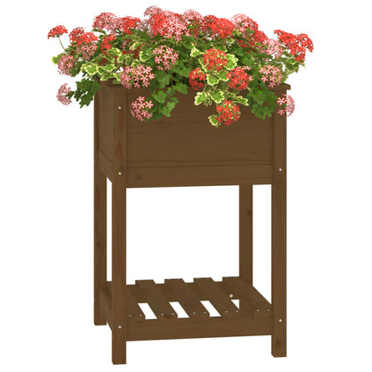 Jardinera De Madera Maciza De Pino Marrón 54x54x81 Cm_3