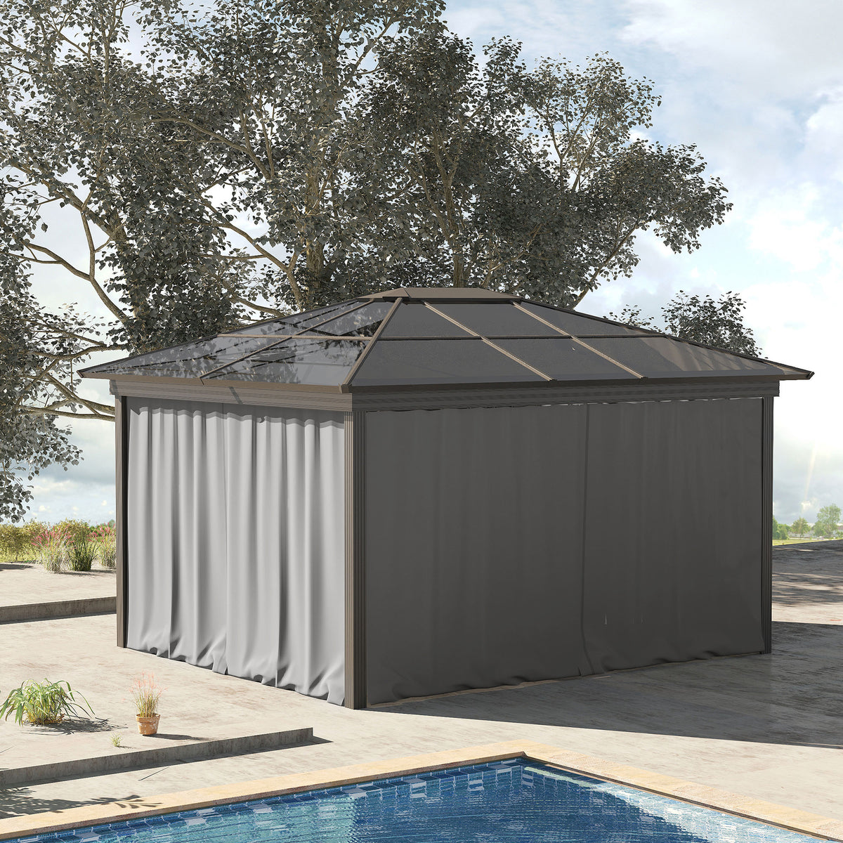 Outsunny 4 Paredes Laterales Para Cenador 3x2 M Sin Ventanas Gris Claro_1