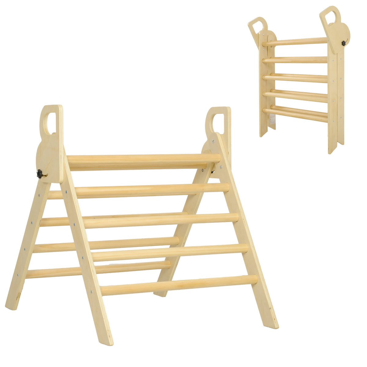 Aiyaplay Triángulo De Escalada De Madera Plegable 82x66x71 Cm Natural_0