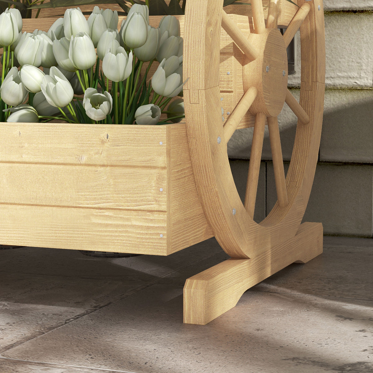 Outsunny Jardinera De Madera Macetero Exterior De 3 Niveles 61x62x57 Cm Natural_4