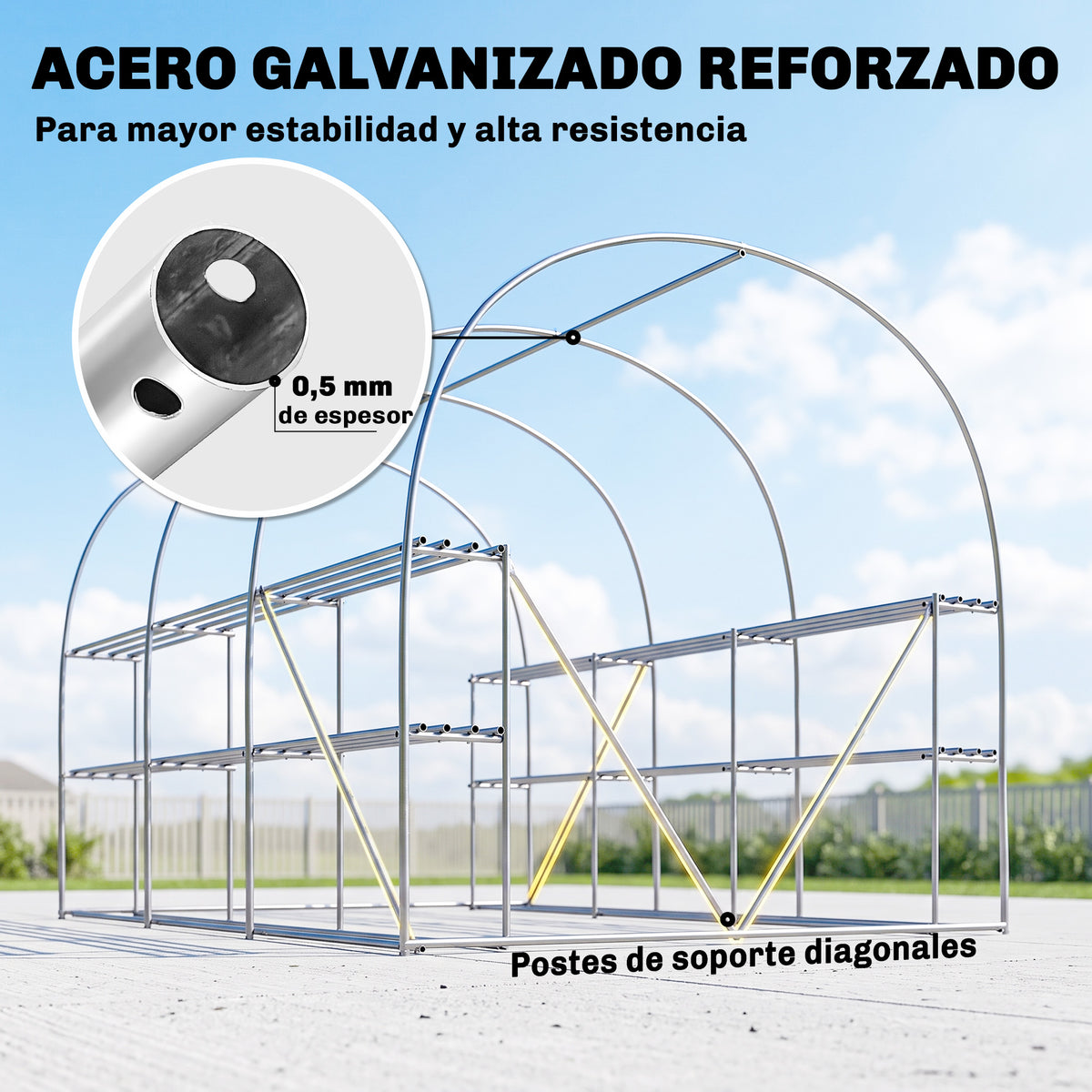 Invernadero De Túnel Outsunny Acero Galvanizado, Pe Verde 198x275x191 Cm_4