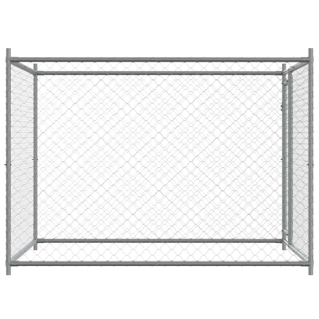 Jaula De Perros Con Puerta Acero Galvanizado Gris 2x2x1,5 M_4