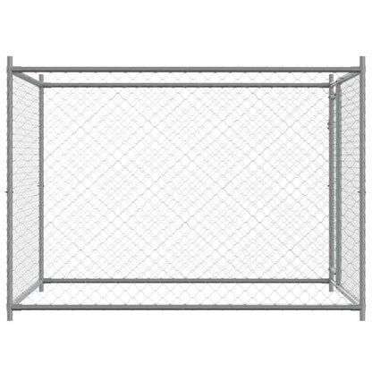 Jaula De Perros Con Puerta Acero Galvanizado Gris 2x2x1,5 M_4