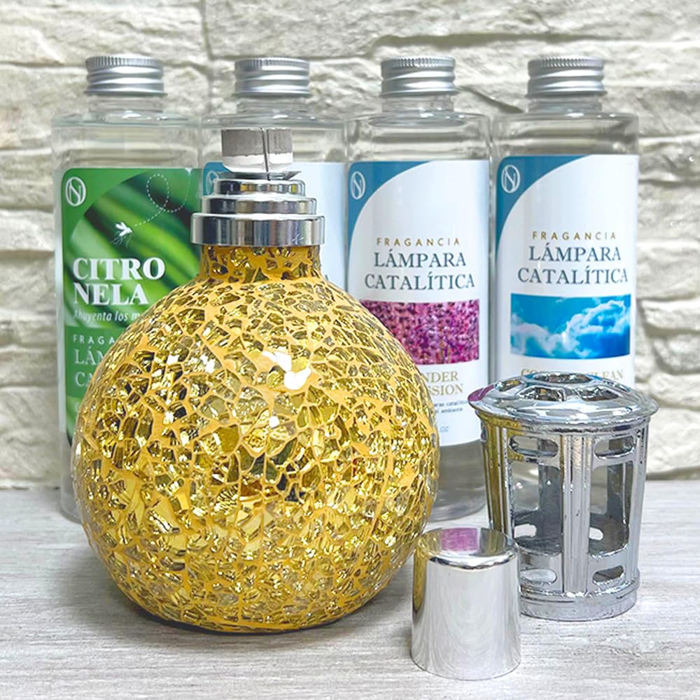 Pack Ahorro Lámpara Catalítica Mosaico Dorado + Fragancia Mountain Mint 200ml + Limpiador Neutro 200ml + Mecha Repuesto_5