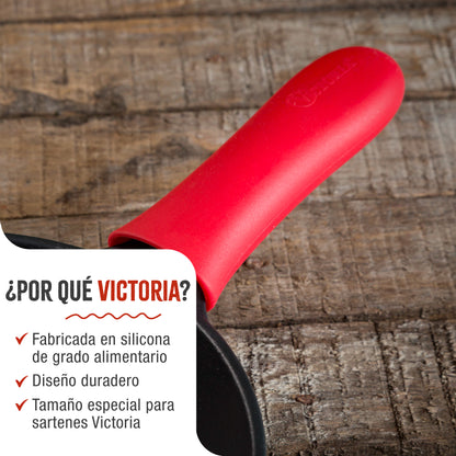 Victoria Funda Silicona Mango Protector Para Sartenes De Hierro Fundido Ø 25 - 30 Cm Resistente Al Calor, 35617, Rojo_2