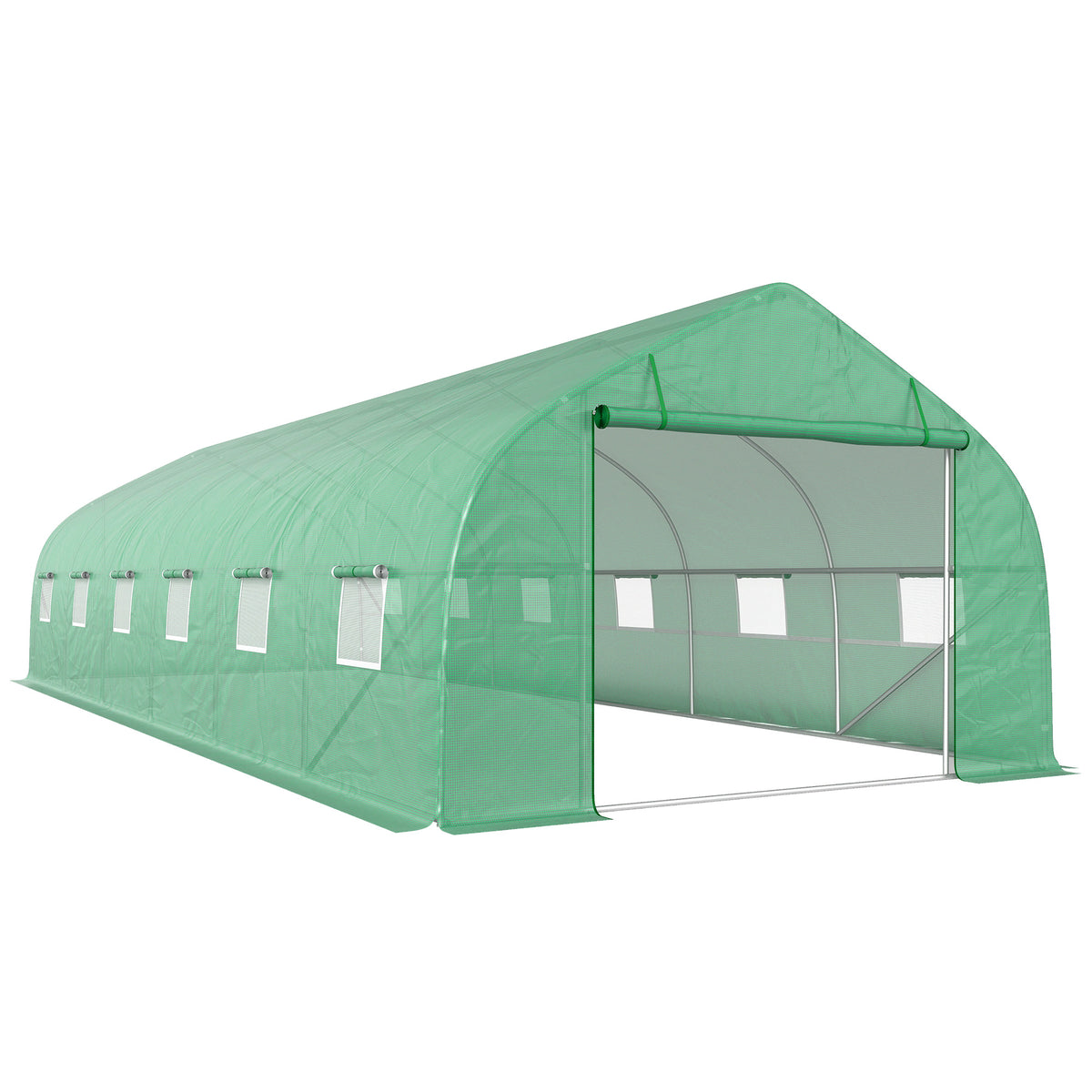 Outsunny Invernadero De Túnel 8x3x2 M Con 12 Ventanas Cubierta Pe Cultivo Verde_0