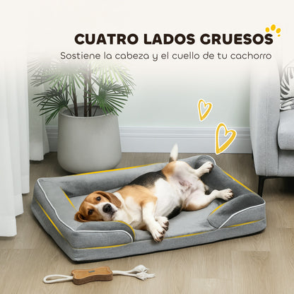 Pawhut Cama Para Perros Medianos Con Base Antideslizante 91,5x68,5x16,5 Cm Gris_4