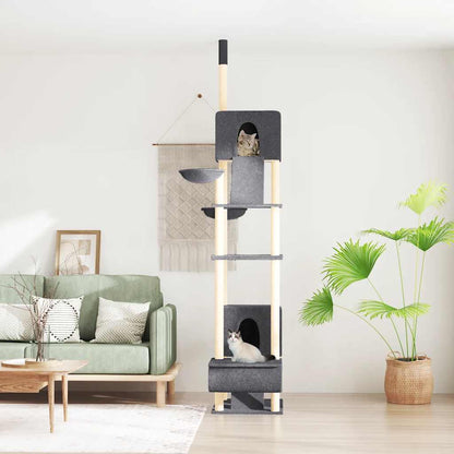 Árbol Rascador Para Gatos Suelo A Techo Gris Oscuro 277-303 Cm_1