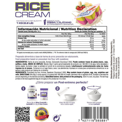 Rice Cream (crema De Arroz Pregelatinizada) - 1kg - Fresa Banana - Fuente De Carbohidratos De Buena - Masmusculo Supplem_4