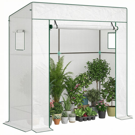 Invernadero Outsunny Acero, Pe Blanco 196x77x197 Cm_0