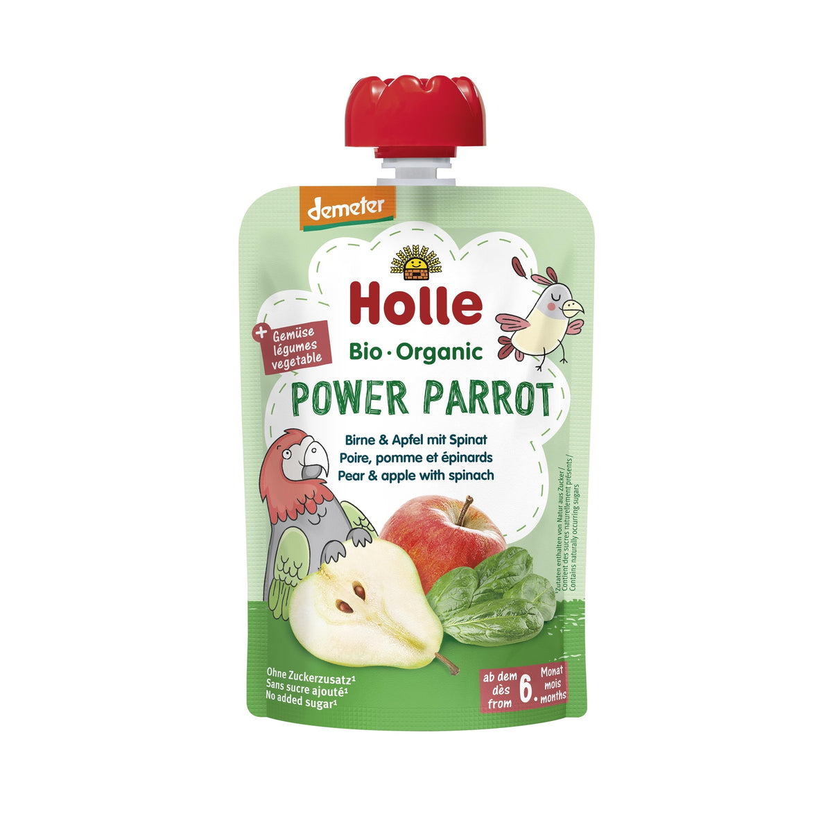POWER PARROT - Pera, Manzana y Espinaca (desde el 6º mes) Eco/Dem Holle 100g
