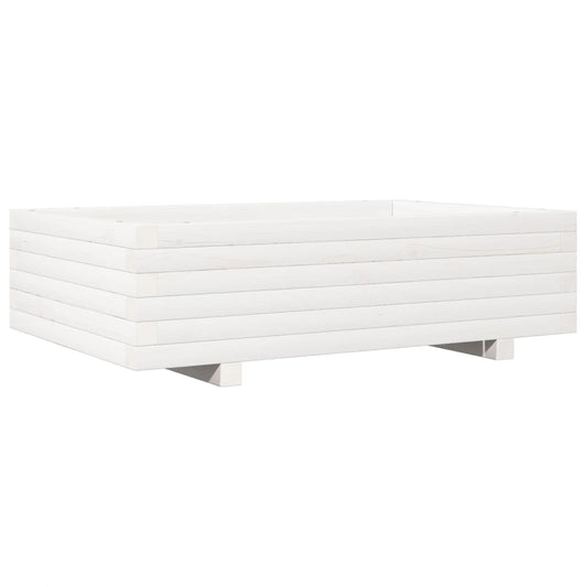 Jardinera De Madera Maciza De Pino Blanco 90x40x26,5 Cm_0