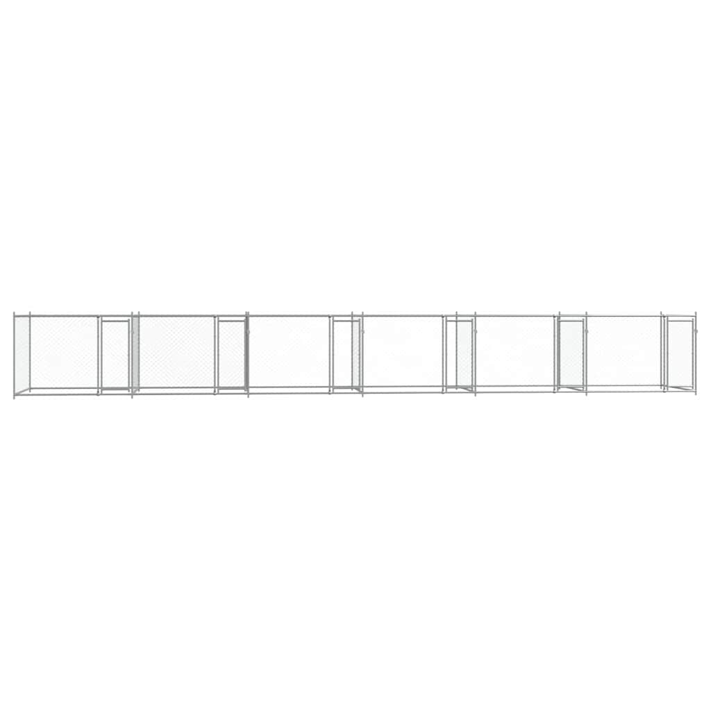 Jaula De Perros Con Puertas Acero Galvanizado Gris 12x2x1,5 M_3
