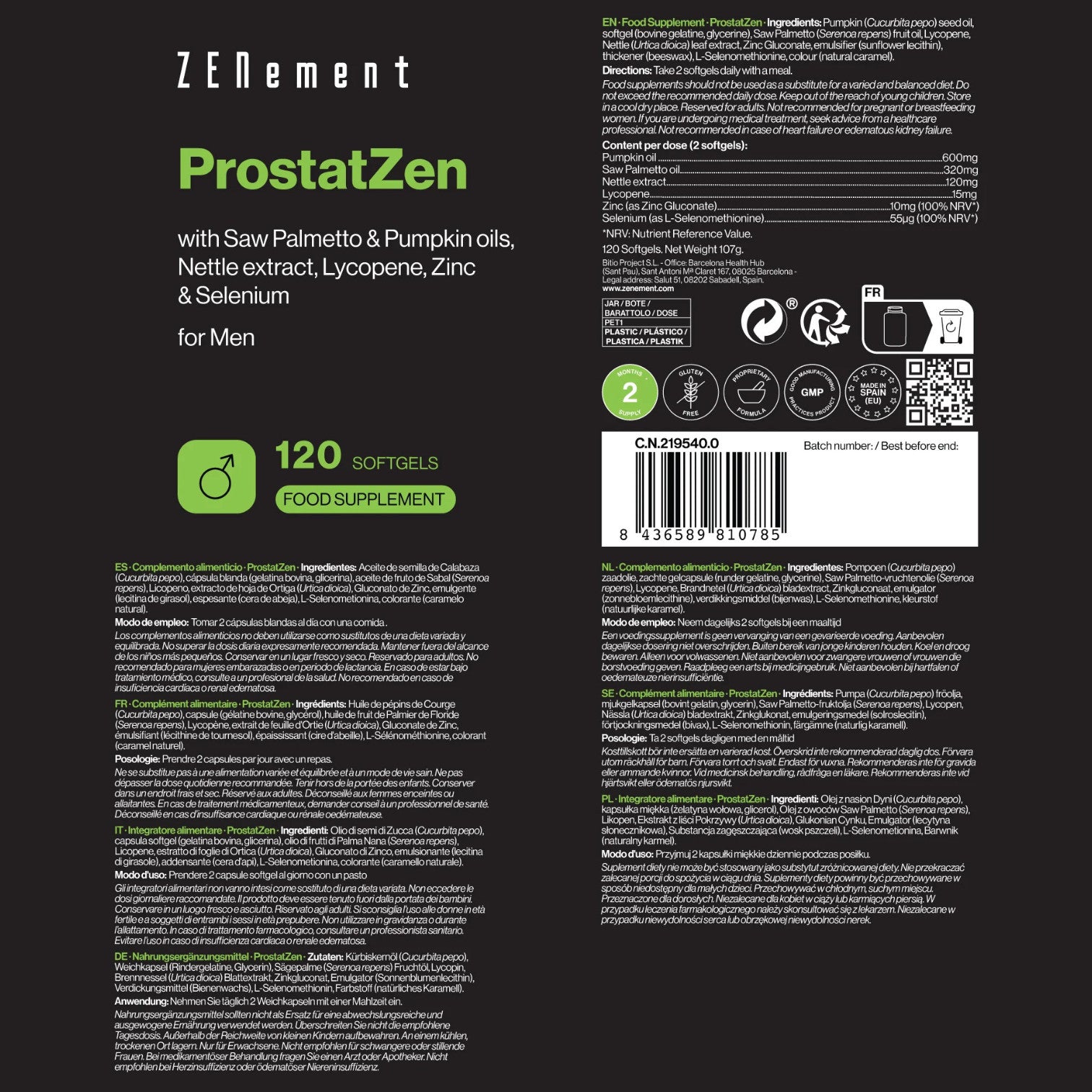 ProstatZen Zenement 120 Cápsulas blandas