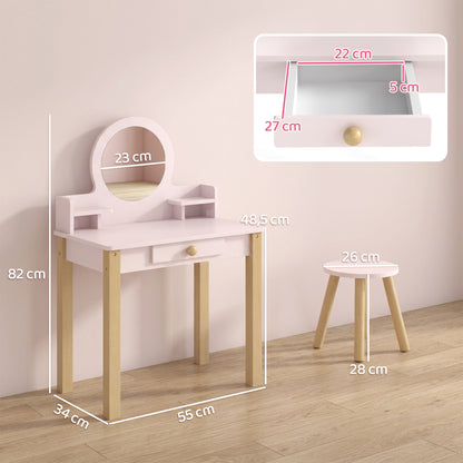 Tocador Infantil Aiyaplay Mdf, Madera De Pino Rosa 55x34x82 Cm_2