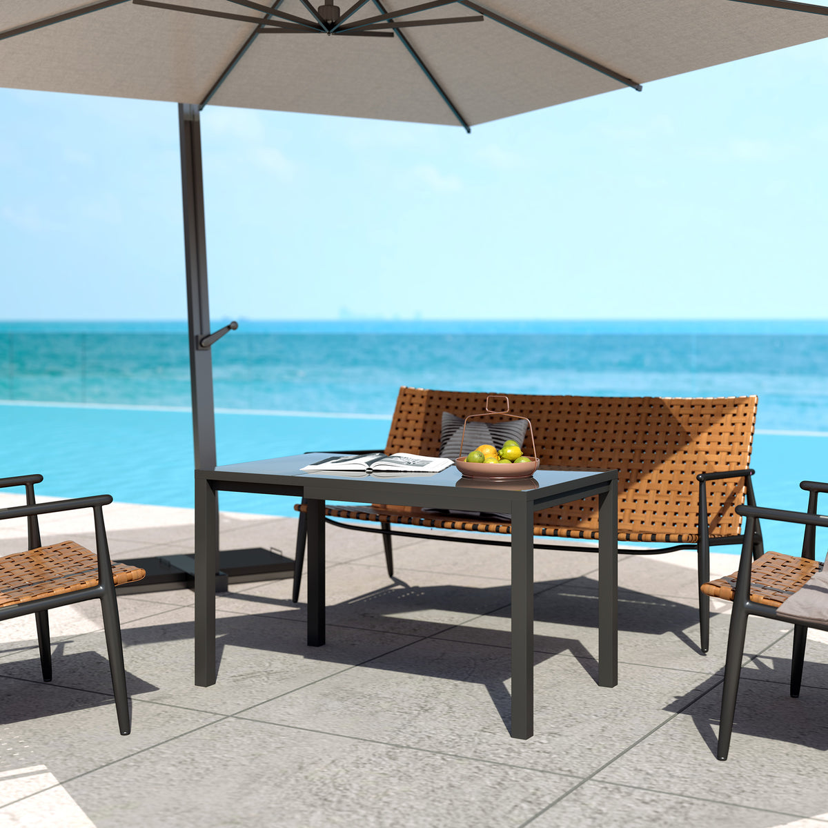 Outsunny Mesa De Jardín Extensible 85-125 Cm Con Borde De Aluminio Gris Oscuro_4
