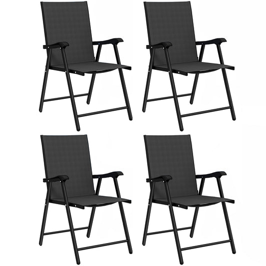 Sillas Plegables Outsunny Acero, Textilene Negro 62x58x97 Cm_0
