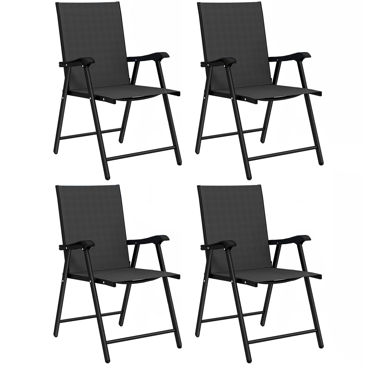 Outsunny Pack De 4 Sillas De Camping Plegables Tela Textilene 58x62x97 Cm Negro_0