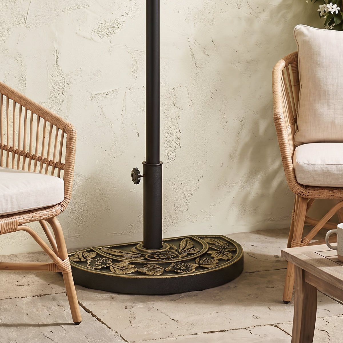 Outsunny Base De Sombrilla Peso 9 Kg En Forma De Semicírculo 50x31x32 Cm Bronce_1