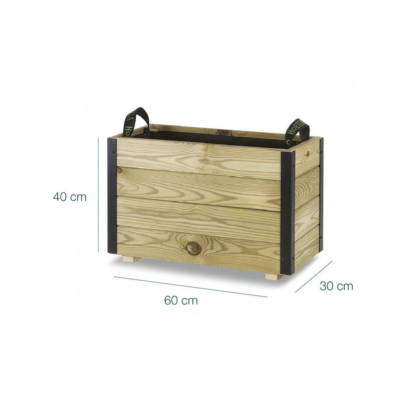 Jardinera Exterior De Madera Con Refuerzo De Aluminio Ghio Al Hortalia 60x30x40 Cm_5