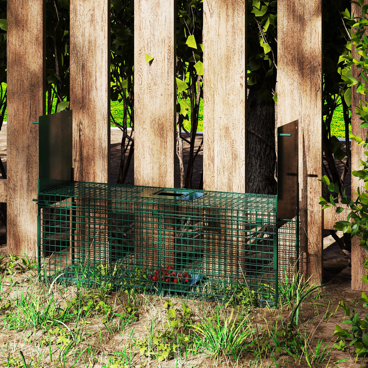 Outsunny Trampa Para Animales Vivos Con 2 Puertas Asa Para Conejos 80x25x30 Cm_4