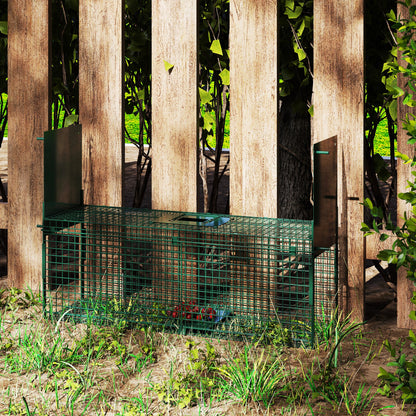 Outsunny Trampa Para Animales Vivos Con 2 Puertas Asa Para Conejos 80x25x30 Cm_4