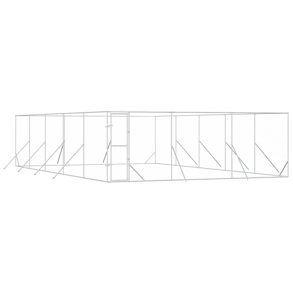 Perrera De Exterior Acero Galvanizado Plateado 6x10x2 M_0