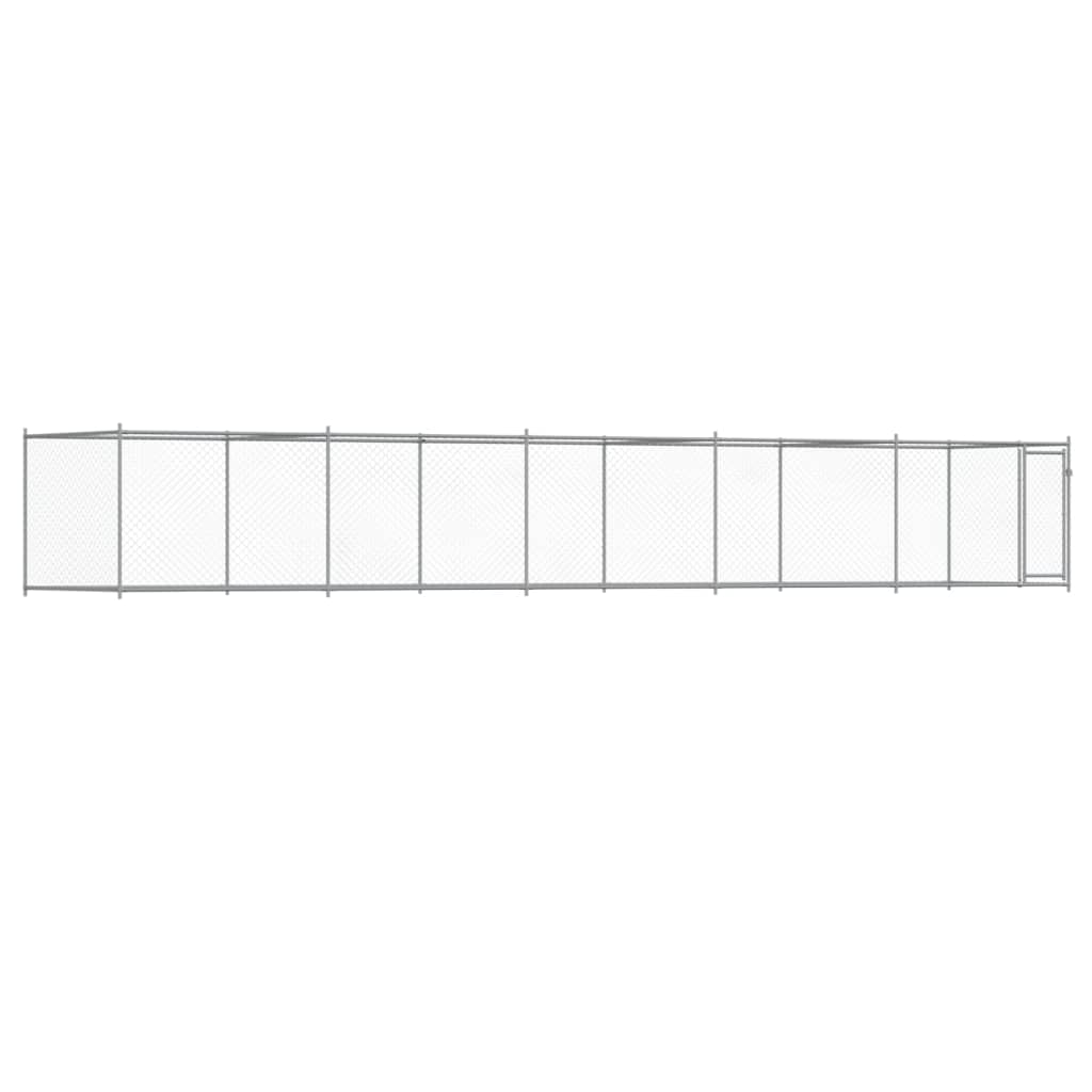 Jaula De Perros Con Puerta Acero Galvanizado Gris 10x2x1,5 M_0