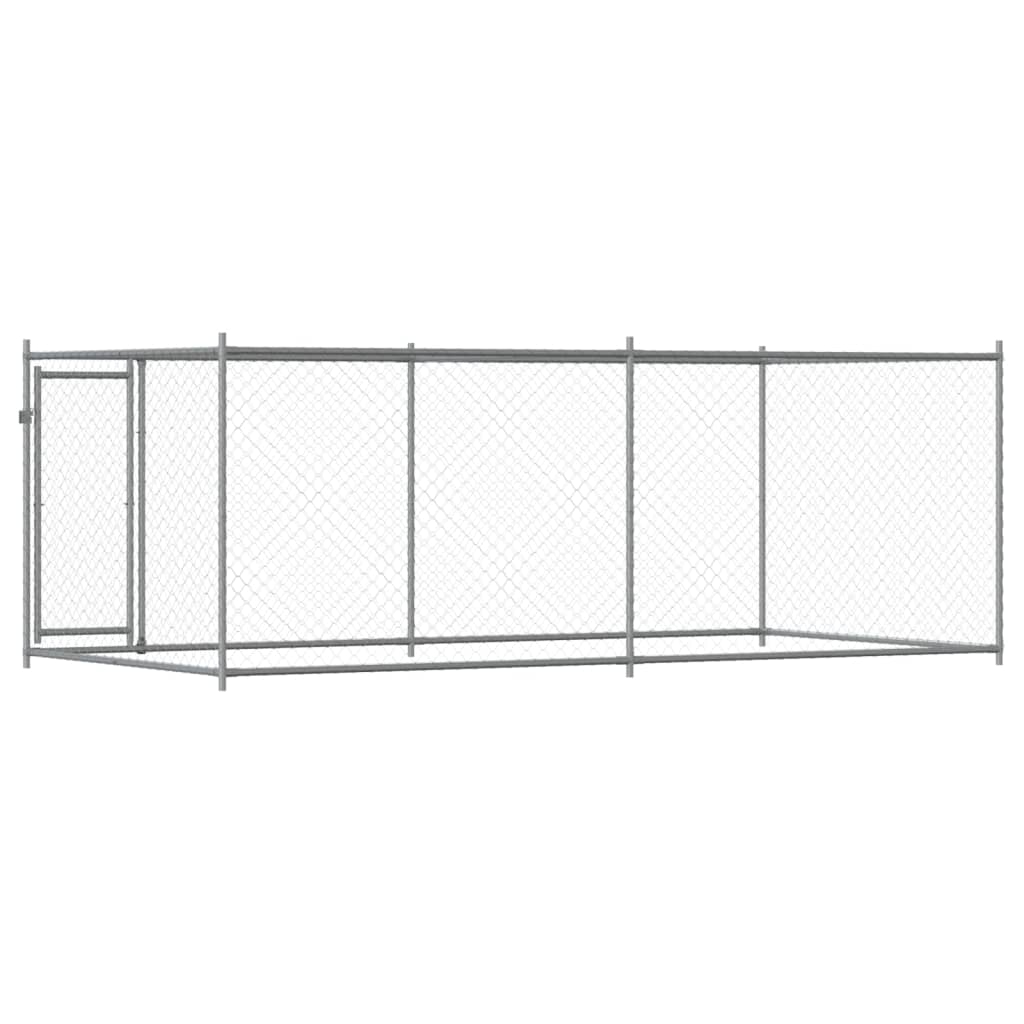 Jaula De Perros Con Puerta Acero Galvanizado Gris 4x2x1,5 M_5