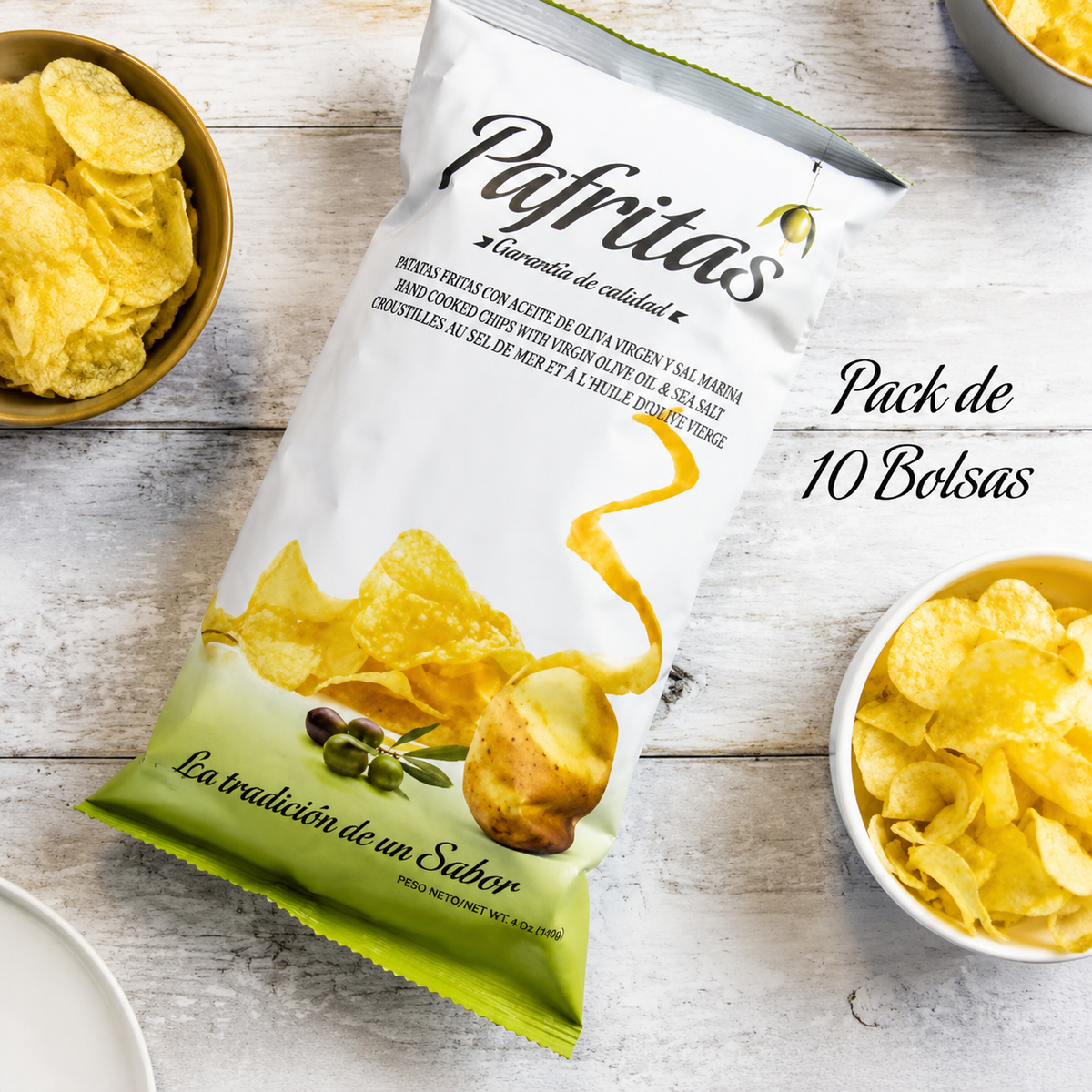 Patatas Fritas Artesanas | Pack 6 Bolsas Patatas Artesanas Con Aceite De Oliva Virgen Y Sal Marina | 6x120g_1