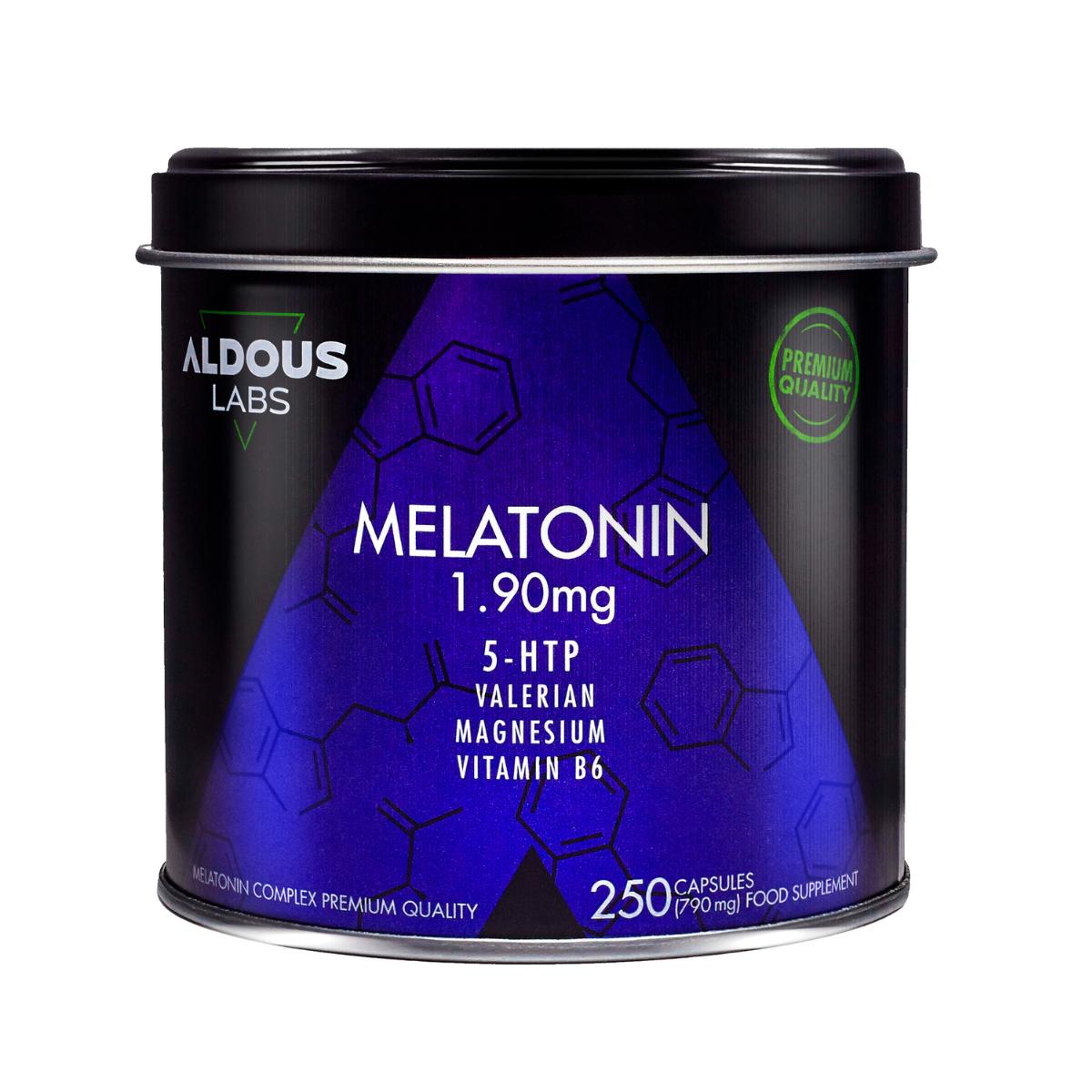 Melatonina con Magnesio, 5-HTP, Valeriana y Vitamina B6, 250 caps. Aldous Labs