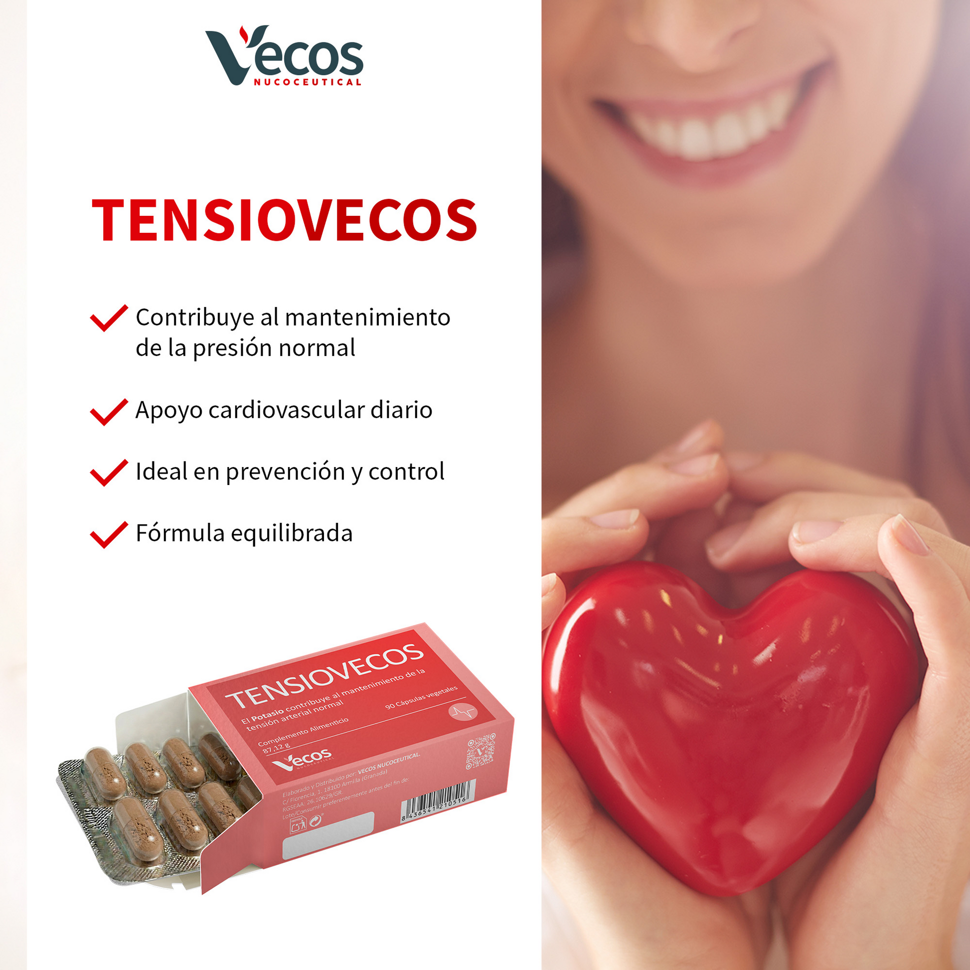 Tensiovecos Vecos 90 Cápsulas | Corazon Saludable Y Antioxidantes | Potasio + Olivo + Ajo_3