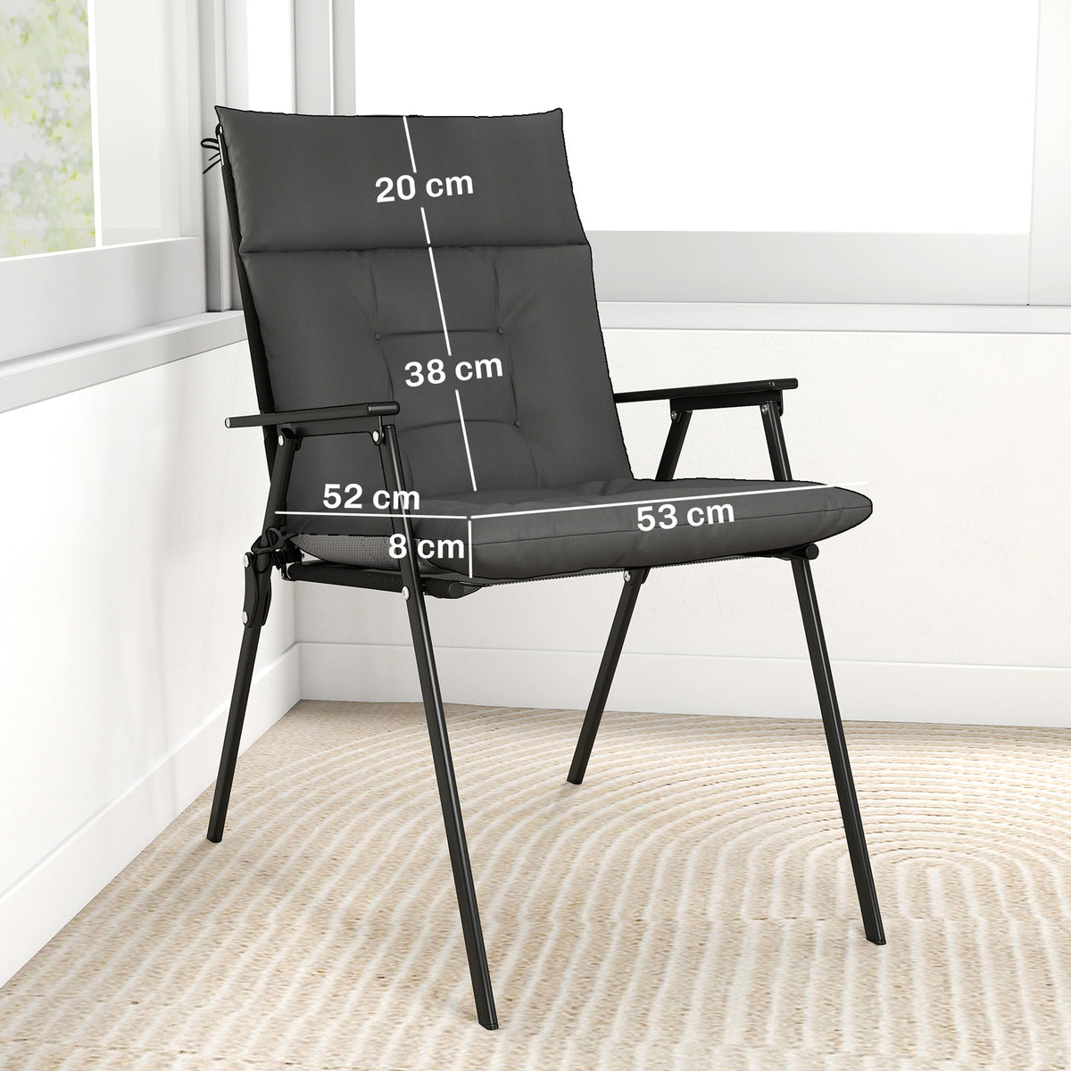 Outsunny Set De 4 Cojines Para Sillas De Jardín Con Respaldo Correas Gris_2
